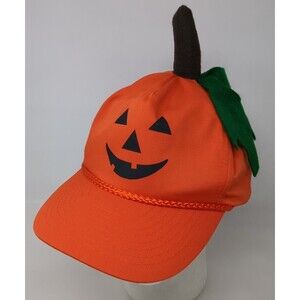 Vintage Halloween Snapback Hat Baseball Cap Pumpkin Jack-O-Lantern 90s 1990s 80s